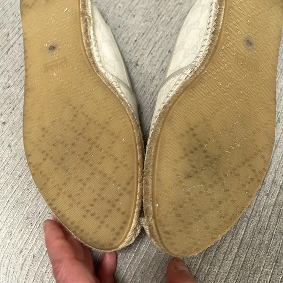 Gucci Loafers with off white fabric. New.